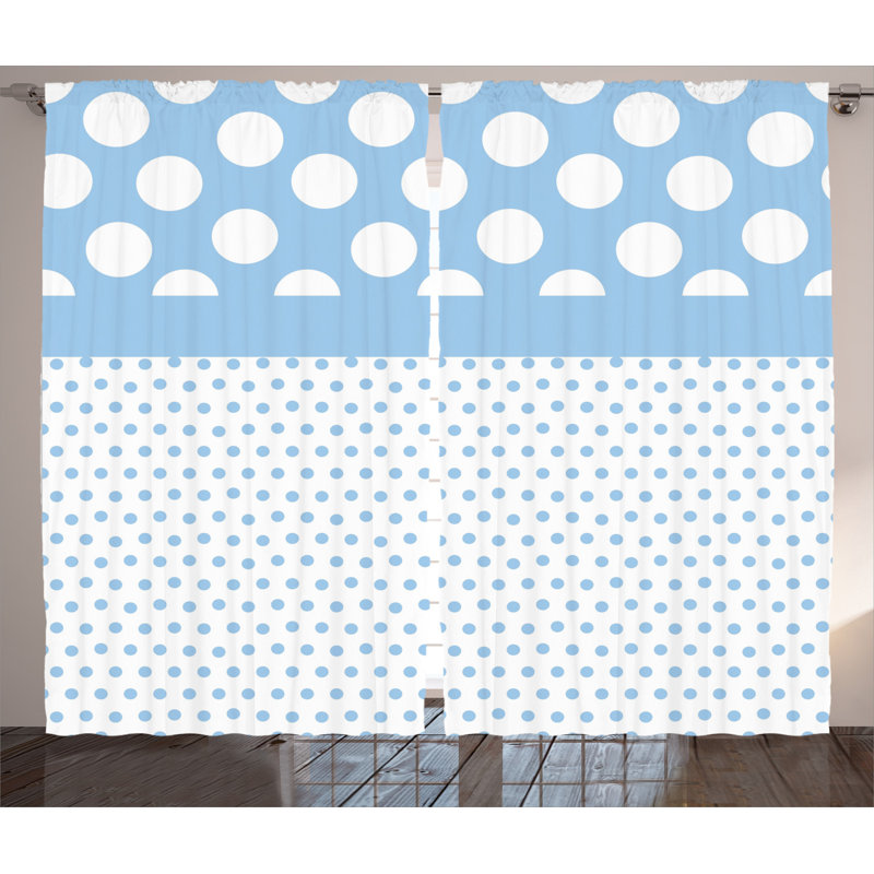 Polka Dots Semi-Sheer Rod Pocket Curtain Panels, 54" x 96"