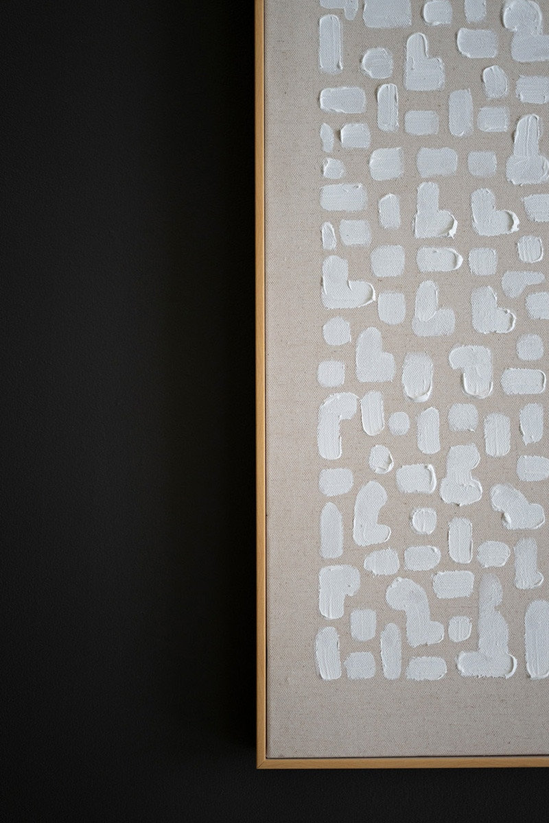 Khaki and White Abstract Framed Painting