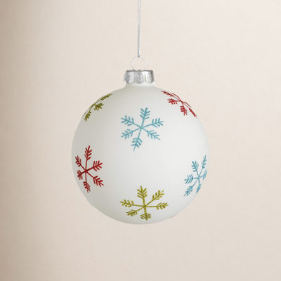 4" Christmas Retro Ball Snowflake Ornament, Multicolor
