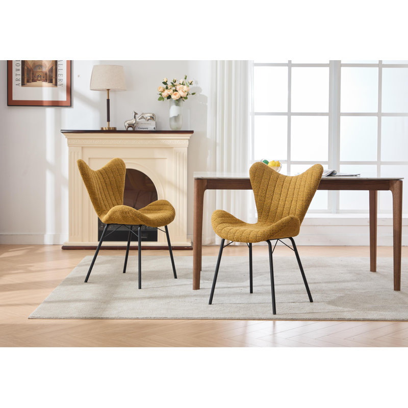 49cm H Upholstered Metal Accent, Yellow