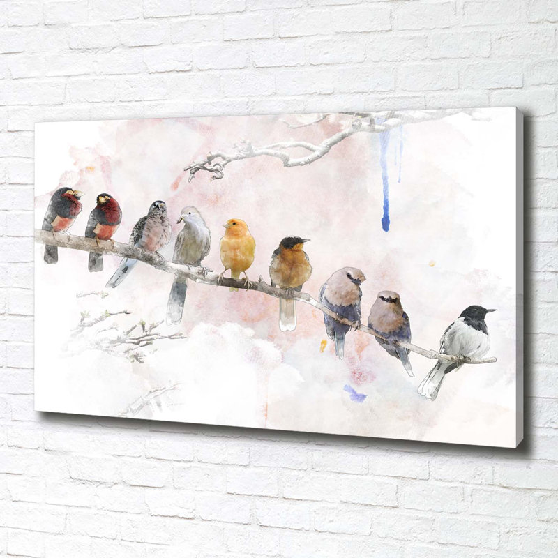 Birds on the Branch 1 Piece Wrapped Canvas Wall Art