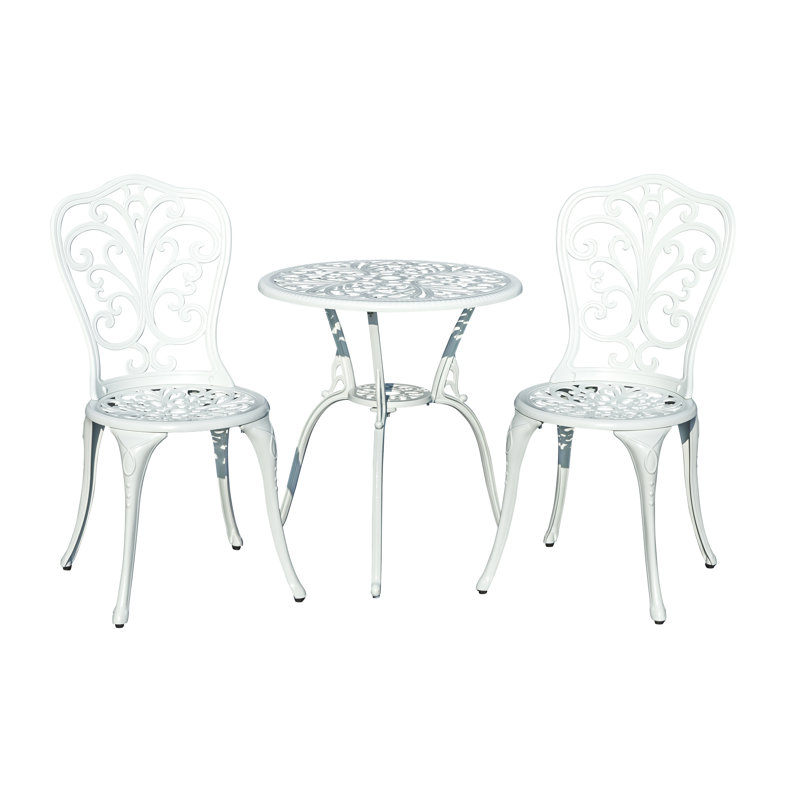 Classic Comfort- Cast Aluminium Bistro Set, White