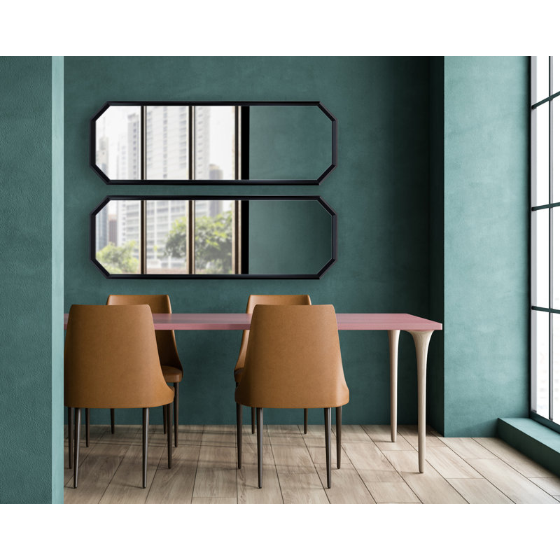 Black Octagon Full Length Wall Mirror with Beveled Edge