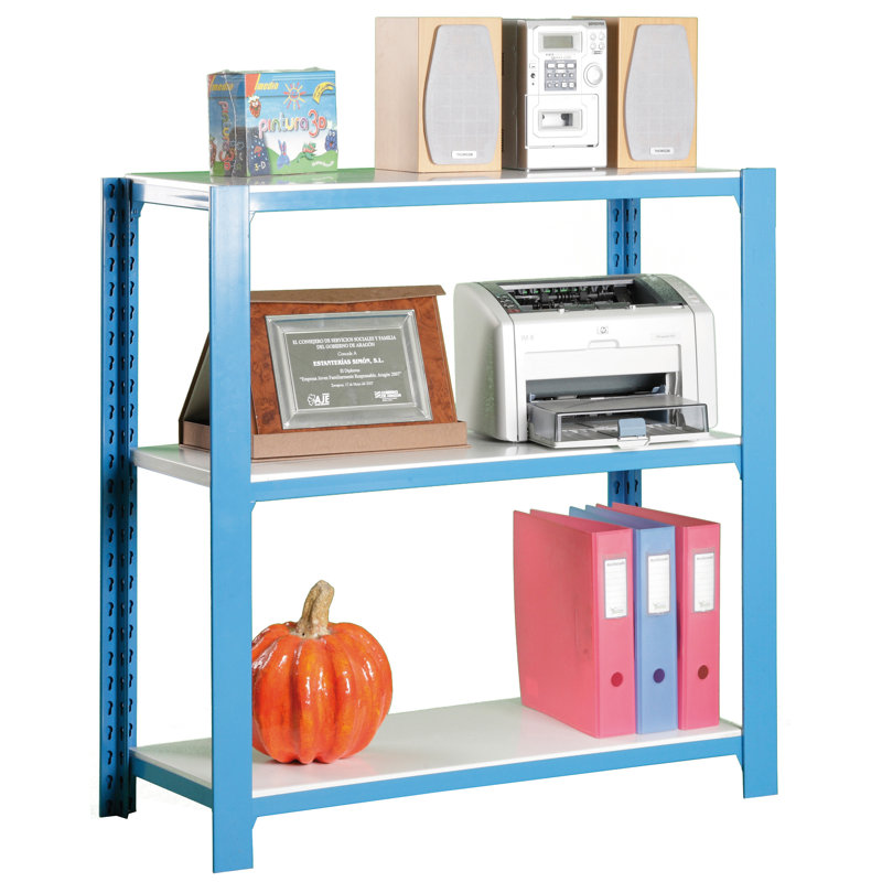 Vanderhoff 90cm W Steel Height -Adjustable Shelving Unit, 100cm H x 90cm W x 30cm D, Blue/White