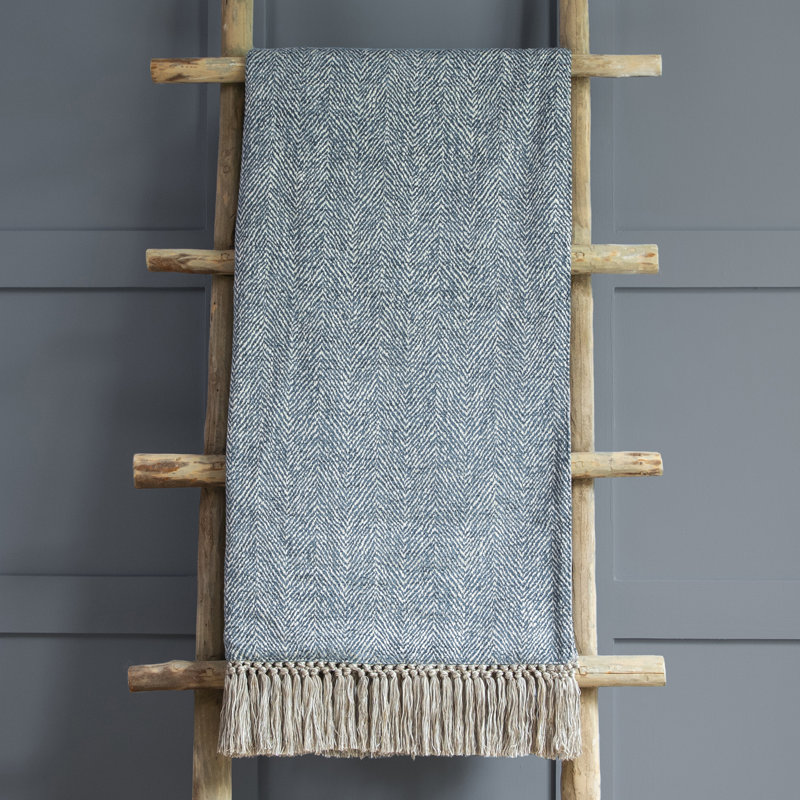 Oryx Hand Woven Throw Blanket, Dark Blue