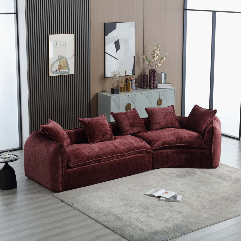 Modular U-Shaped Sectional Sofa with Pillows for 5