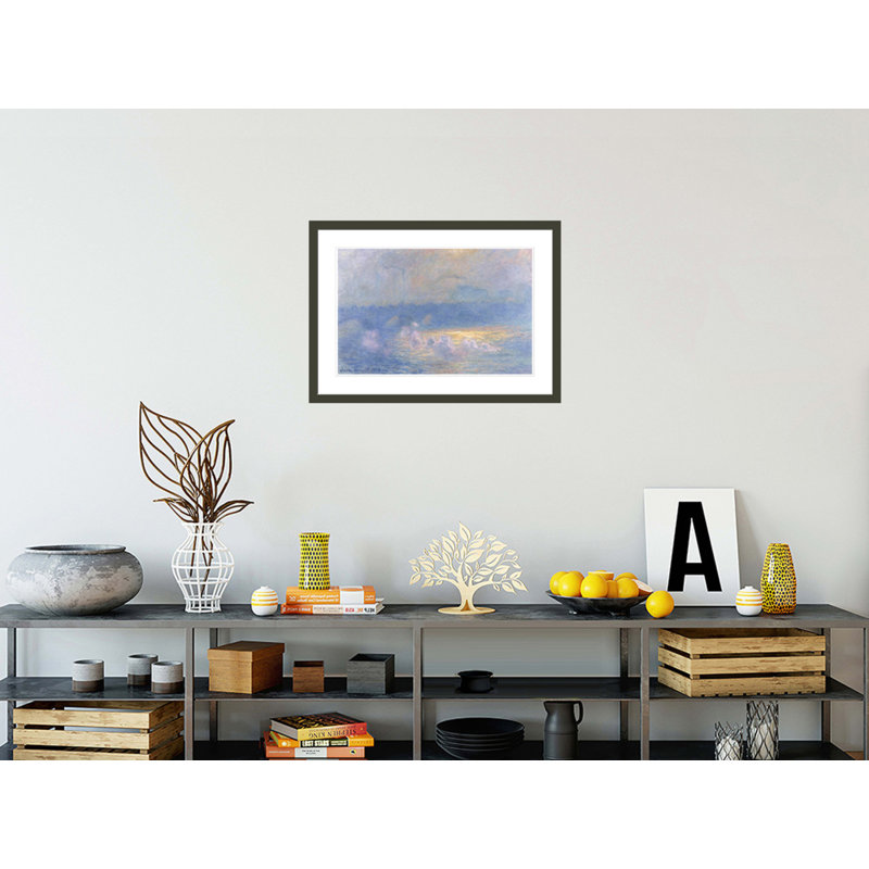 Waterloo, effet de soleil avec fumée par Claude Monet, impression giclée sur cadre, H 21,34 po x l 29,5 po