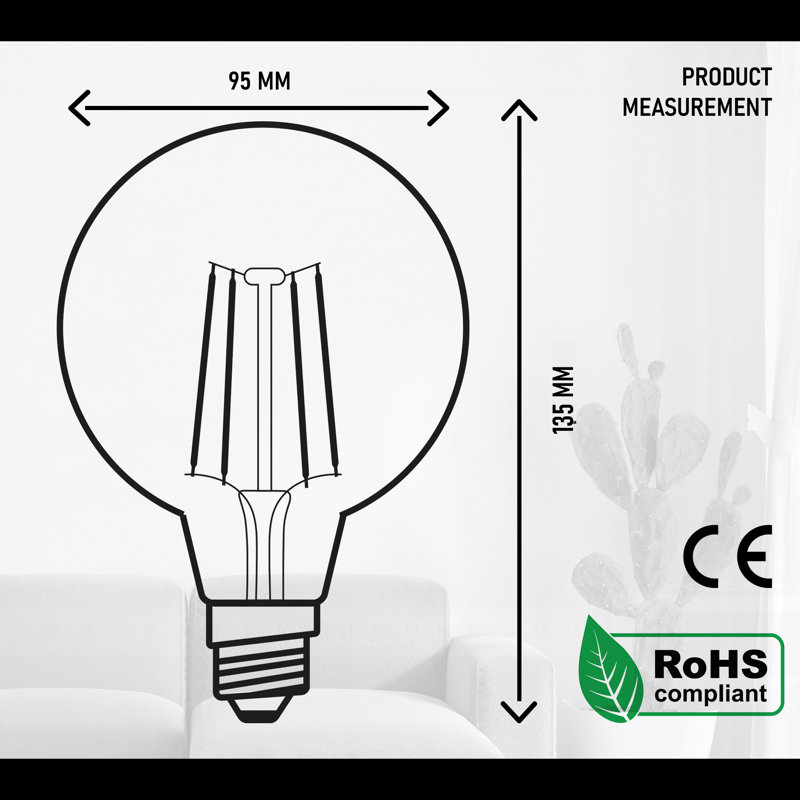 Valazquez Globe 95 Dimmable LED E27 Screw Bulb 4W