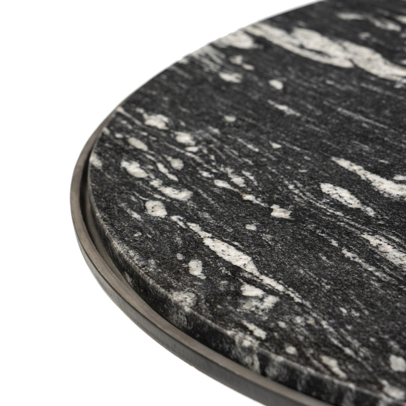 Corbett Marble Coffee Table, Polished Marble Top/Hammered Gray Base, 17" H x 47" L x 47" W