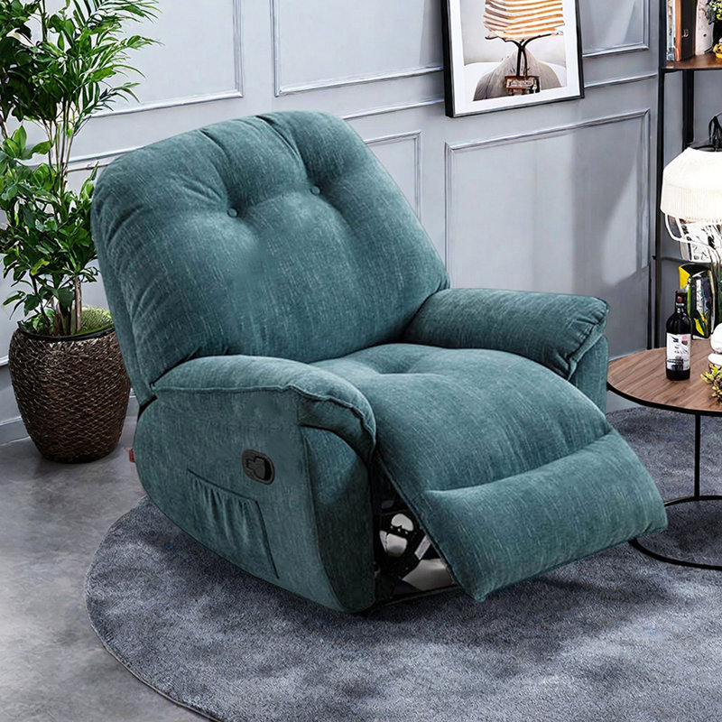 Fauteuil inclinable ergonomique manuel Liggett, Bleu vert