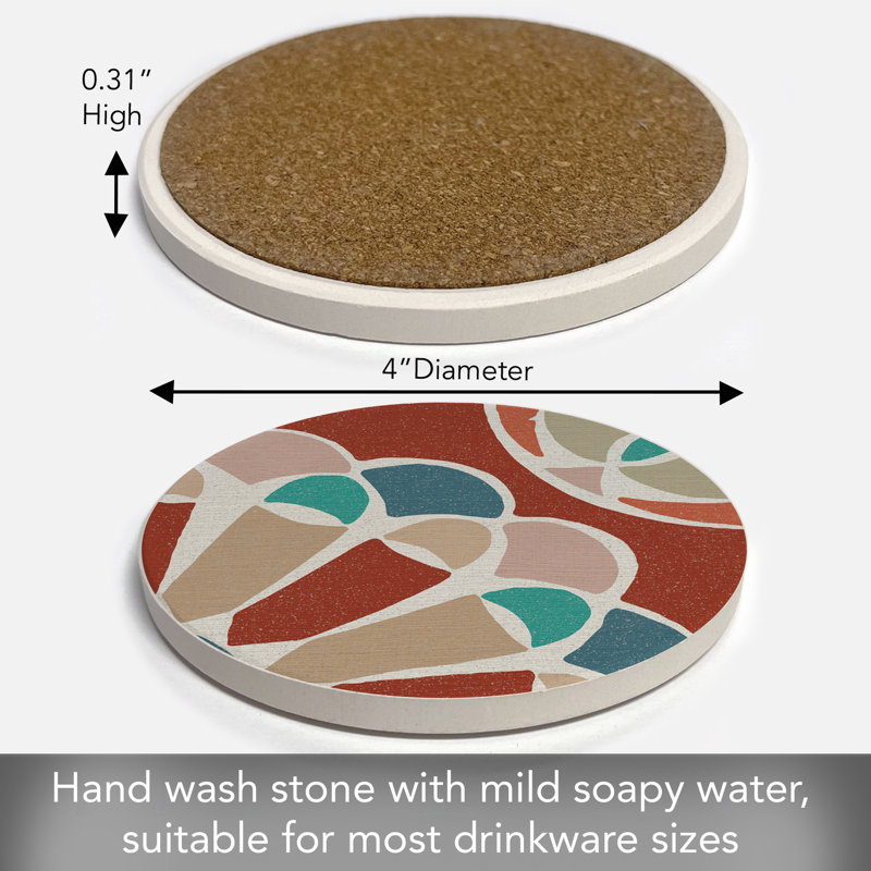 Mosaic Flower Single Round Stone Coaster Create Your Own Set