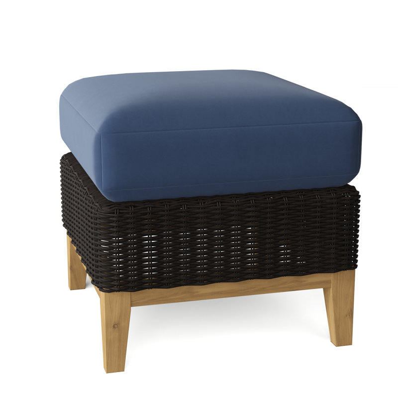 Frances Outdoor Teak Ottoman, Ash, Frances Black