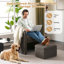 Fauteuil demi-tonneau rembourré moderne avec rangement Ottonman-2040702430