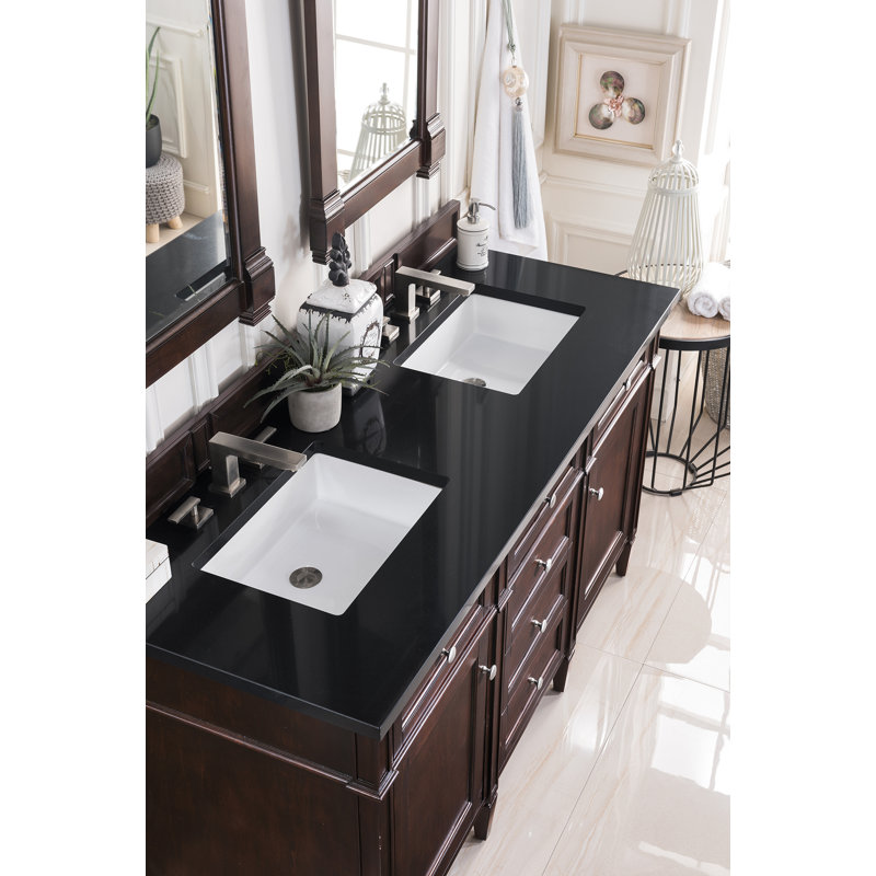 Brittany 60'' W Vanity, Carrara White, Bright White, 8" Widespread