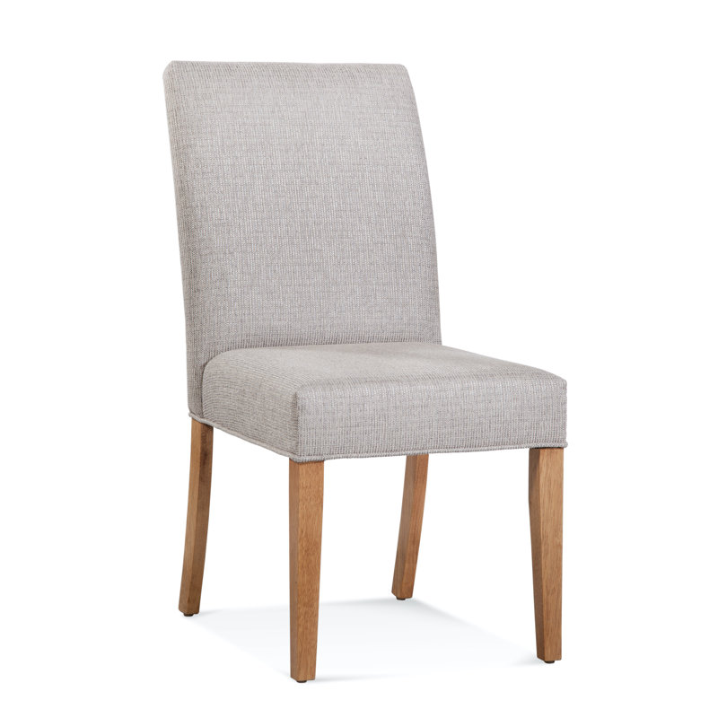 Manhattan Upholstered Dining Chair, Beige Performance Fabric; 0851-73, Navy Finish