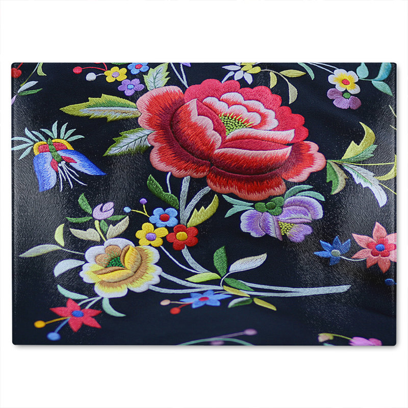 Vibrant Flowers Glass Chopping Board