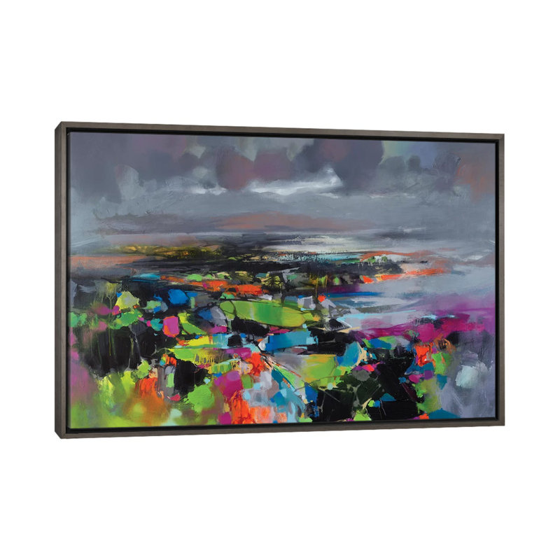 Quantum Resson I par Scott Naismith - reproduction d'art, H 32 po x l 48 po x 1,5 po, Toile avec cadre gris, Aucun mat