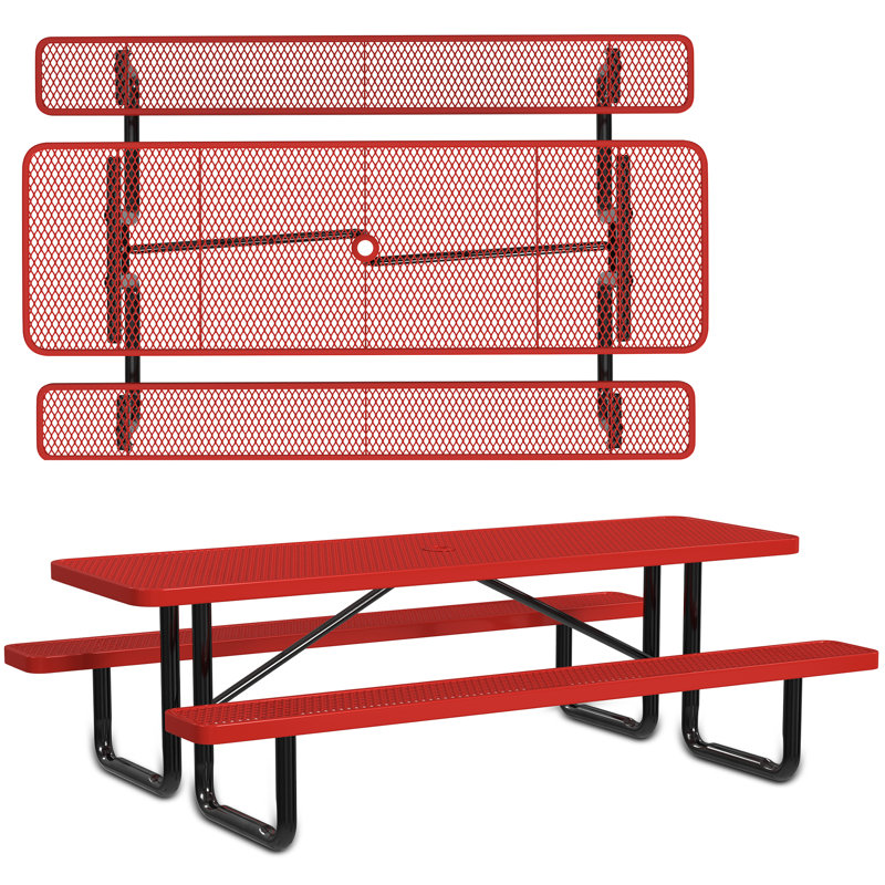 Leisure Craft Standard Outdoor Picnic Table, Red, 96" W