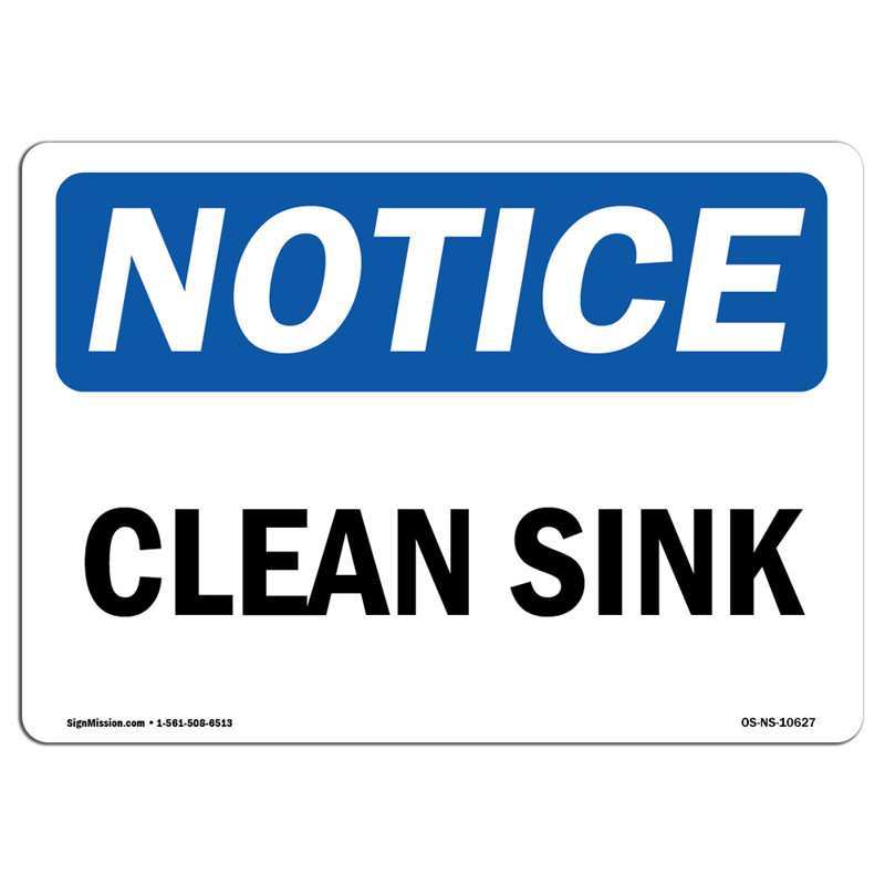 Clean Sink Decal 7" X 5", 5" H x 7" W x 0.1" D