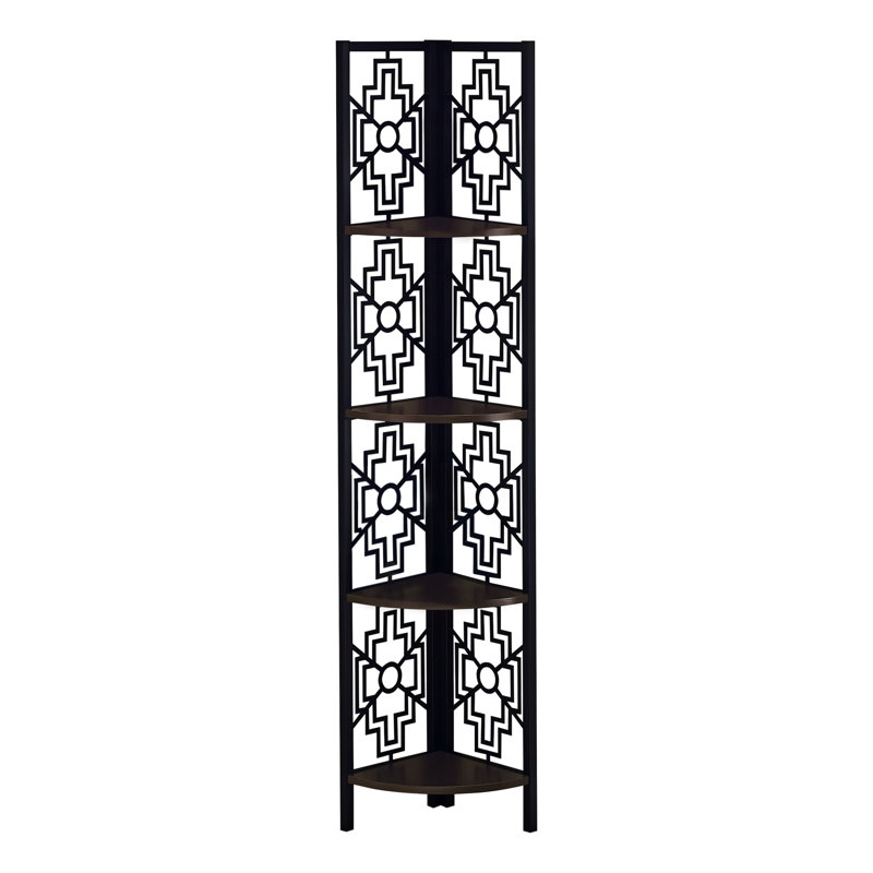 Bibliothèque 62 "avec 4 tablettes taupe unies et étagère d'angle en métal noir, Espresso / Noir