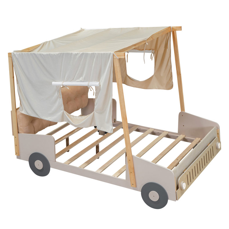 Wood  Car Bed With Pillow, Full