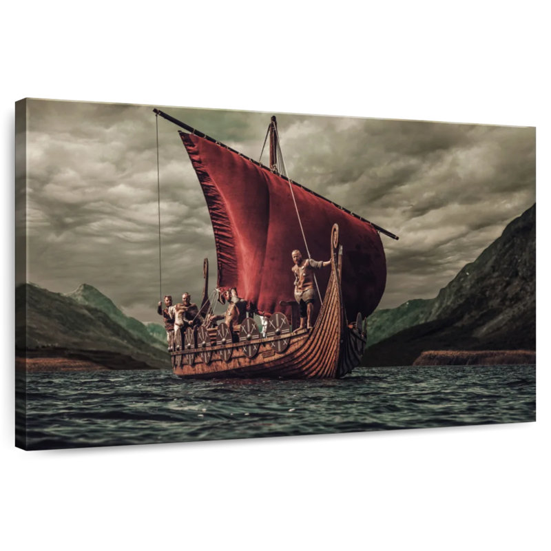 Mehar Vikings sur un bateau Drakkar, H 26 po x l 39 po