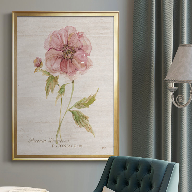 Soft Peony - peinture sur toile encadrée, Or, H 30,5 po x l 42,5 po x P 1,5 po