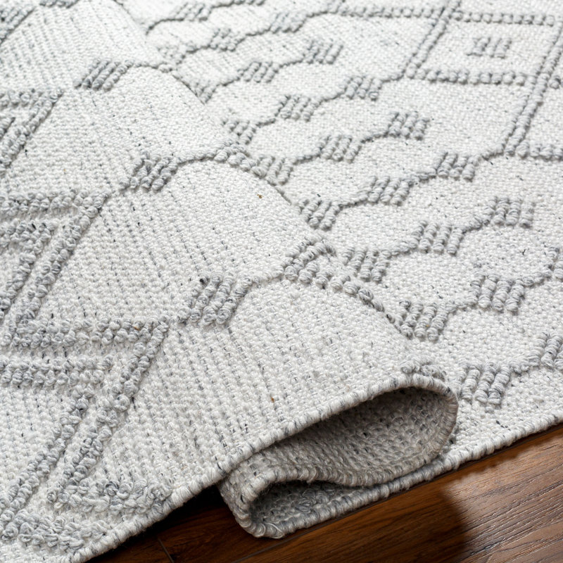 Geometric Area Rug, Rectangle 9' x 12', Light Gray