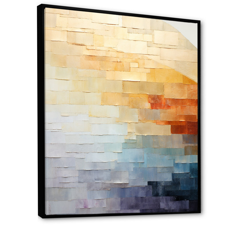 Minimalisme couleurs en harmonie - art mural toile arc-en-ciel, Cadre flottant noir, H 40 po x l 30 po x P 1,5 po