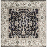 Hand-Knotted High-Quality Black and Ivory Square Area Rug