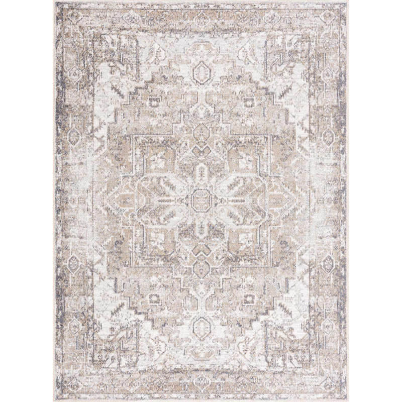 Herae Machine Washable Oriental Brown Area Rug, Rectangle 7'10" x 10'