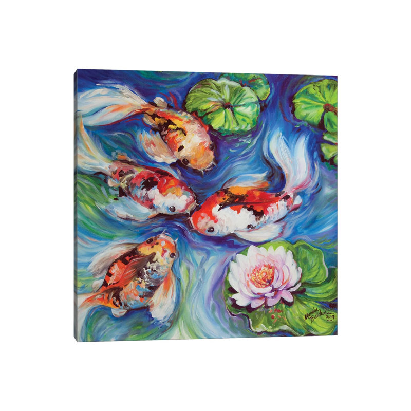 Happiness Koi Dance by Marcia Baldwin - Wrapped Canvas Print, 45.72 cm H x 45.72 cm W x 1.91 cm D