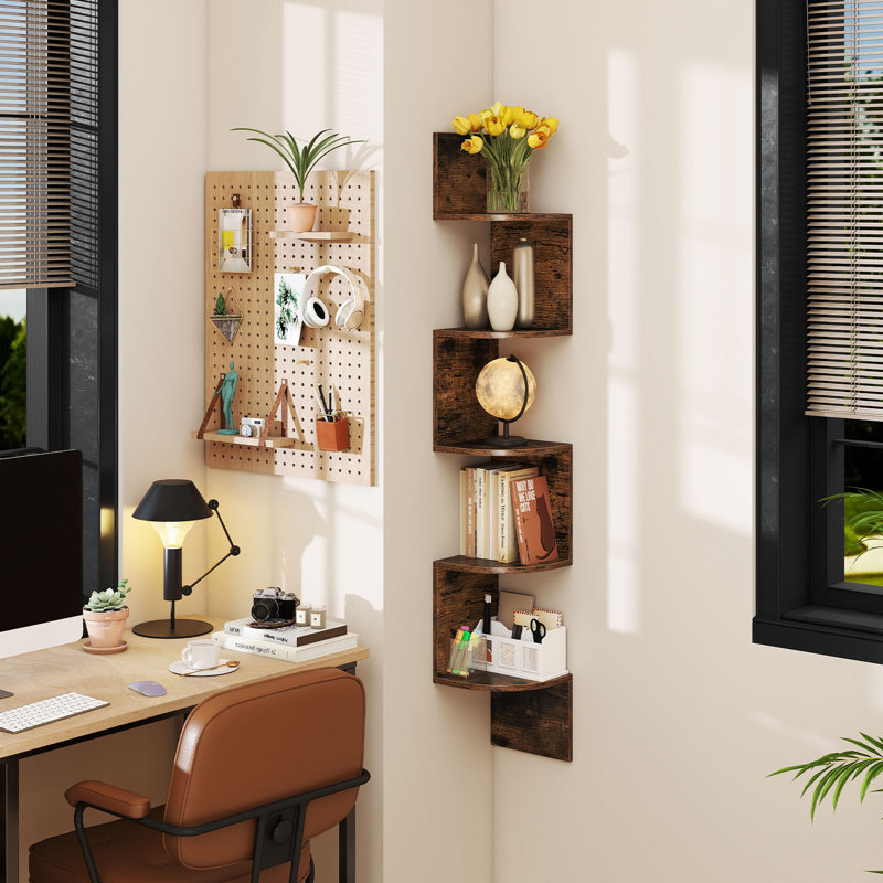 126cm H x 20cm W Corner Bookcase, Brown