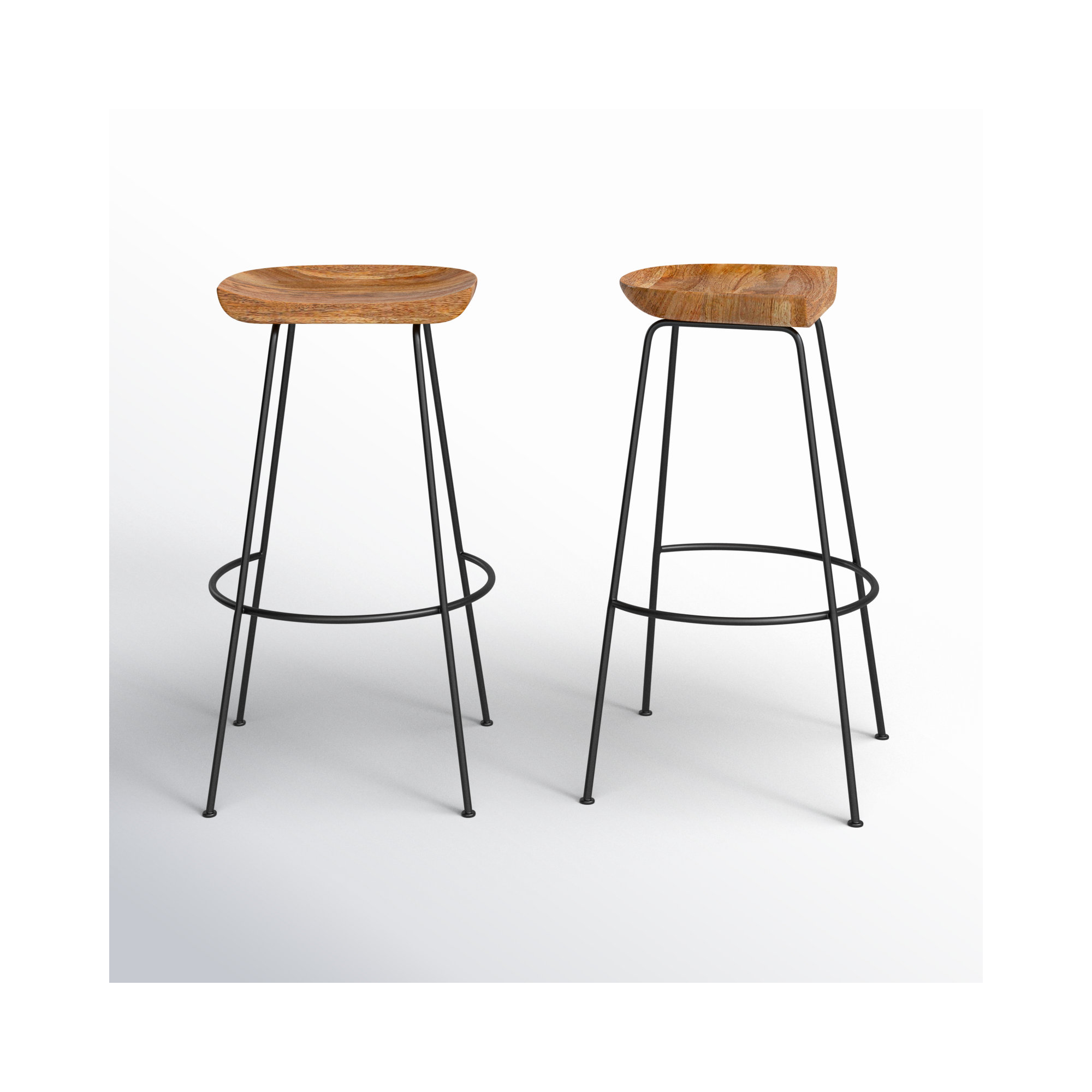 Samanthia Solid Wood Bar and Counter Stool, Natural/Black, Bar Stool (30.5" Seat Height)