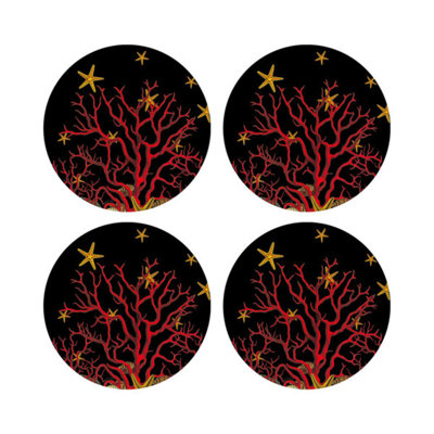 Coral Reef Vegan Leather Round Pebble Placemat