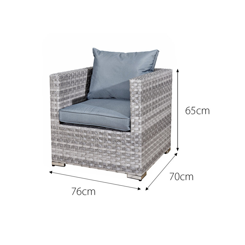 Oseasons® Chaunci Rattan 5 Seat Rising Firepit Sofa Set in Ocean Grey, Grey