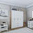 Modern Wardrobe with Numerous Shelves, Light Walnut & White, 55.1 x 71.6 x 17.7 inches | 100% Melamine Coated Particle Board, Thickness: 0.7 inches | Wall-Mountable, Stylish Design for Optimal Space Utilization