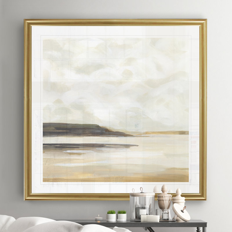 «Lika Cloudy Coast I» par Victoria Borges, reproduction d'art sur toile encadrée, Cadre doré