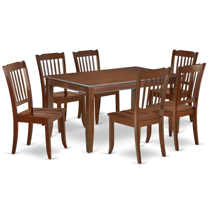 Ensemble de meubles de salle à manger 7 pièces comprenant une table de cuisine rectangulaire et 6 chaises de salle à manger, acajou