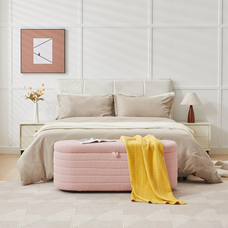 Banc de rangement avec repose-pieds Skandar, Rose