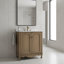 Meuble-lavabo brun antique de 30 po avec lavabo en céramique, meuble-lavabo rétro avec tablettes réglables, pieds en bois d'hévéa et poignées décoratives antiques