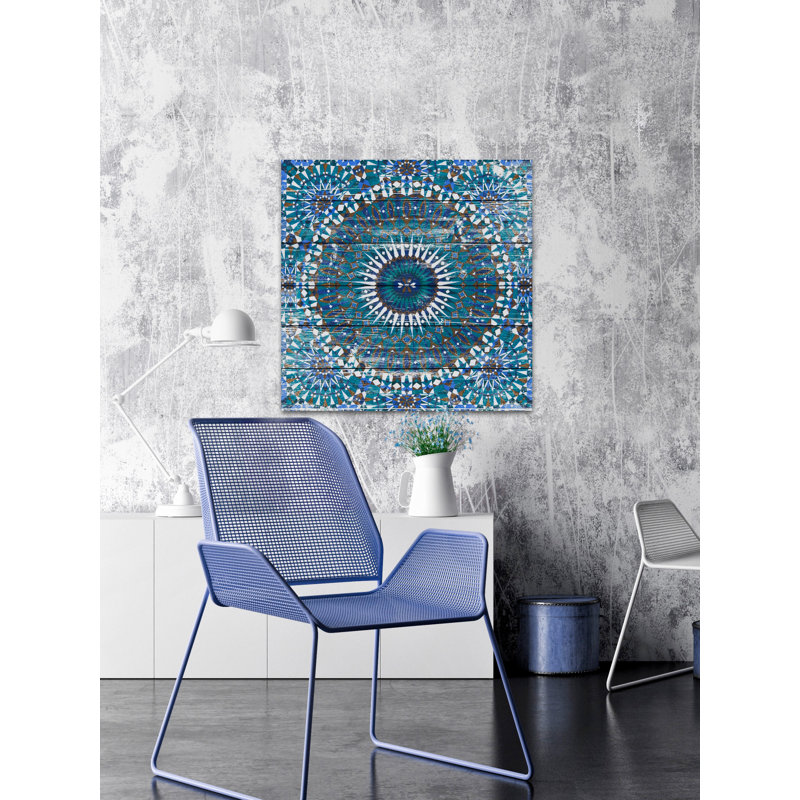 «Moroccan Blue», reproduction sur bois, H 40 po x l 40 po x P 1,5 po