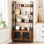 Bibliothèque industrielle 71 "avec portes et tablettes ouvertes, support en bois rustique et métal pour la chambre à coucher, le salon ou le bureau