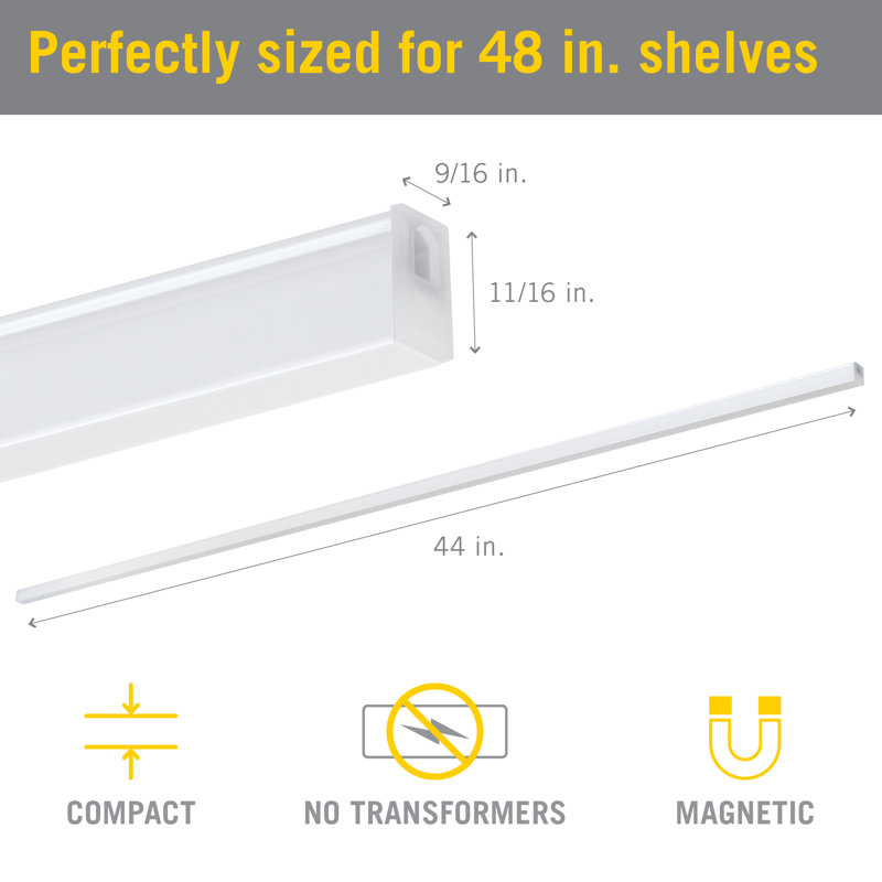 Luminaire linéaire ultramince de 44 pouces, paquet de 4, blanc lustré 5000K, 750 lumens, 4