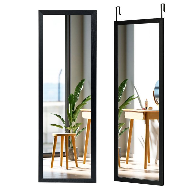 Foyez Wood Flat Mirror, Black