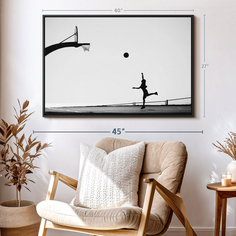 Joueur de basketball, reproduction sur toile, H 27 po x l 40 po