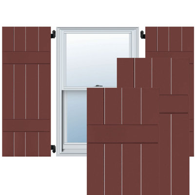 Exterior Four Board (2 Batten) Real Wood Sapele Mahogany Board-n-Batten Shutters (Per Pair)