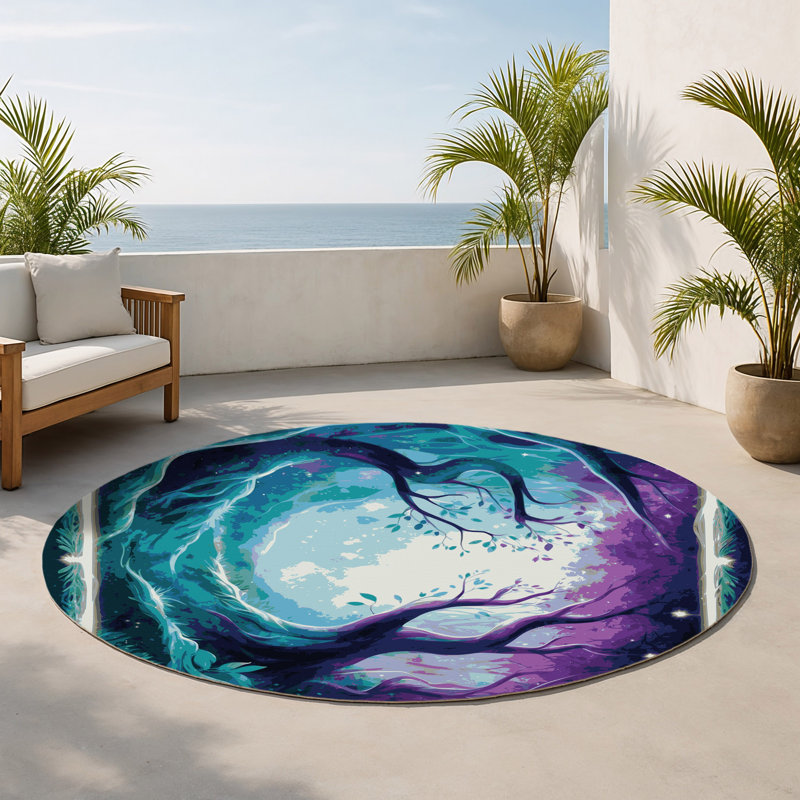 Tapis intérieur et extérieur Serene Arbor, Rond 5 pi