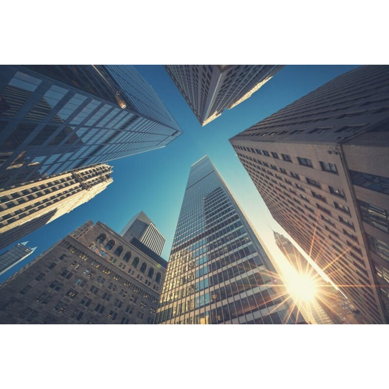 Blue Modern City Skyscraper Wall Mural, 108" L x 192" W