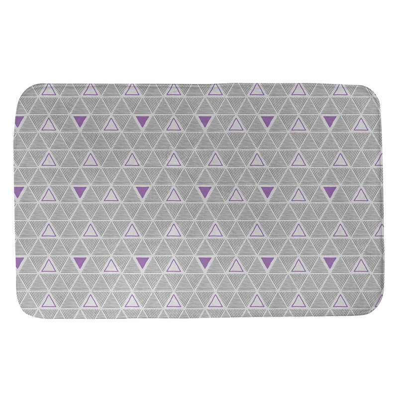 Tapis de bain géométrique à motif de triangles dessinés à la main, l 21 po x L 34 po, Violet